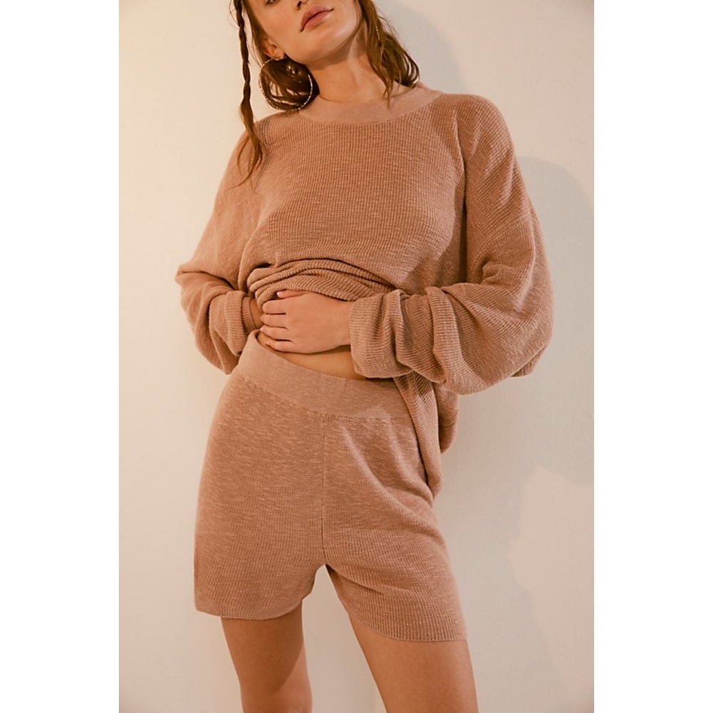 Free People Beach Neutral Knit Shorts S